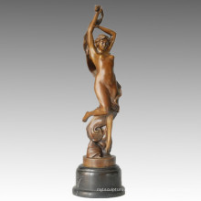 Dancer Bronze Sculpture Nude Girl Carving Brass Statue TPE-077